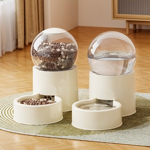 Distributeur automatique de nourriture et d'eau pour animaux de compagnie, ensemble de 2 grands bols en plastique pour chats et chiens, utilisation en intérieur - Product Image 3