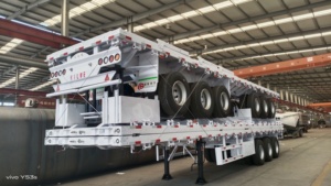 Tùy chỉnh 20ft 40ft 3 trục phẳng Trailer số lượng lớn vận chuyển hàng hóa Trailer Fuwa trục container Giao hàng phẳng Trailer bán - Product Image 2