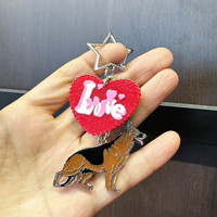 Porte-clés décoratif en métal, motif chien loup créatif et mignon, spécial animaux de compagnie, pour bagages, vente en gros transfrontalière