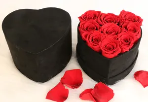 Rosas en caja de corazón cuadrado redondo, Logo personalizado inmortal Infinity Eternal estabilizado para siempre