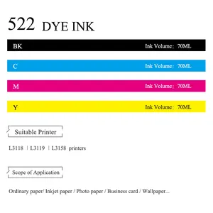 522 T522 Premium Kleur Compatibel Bulk Fles Waterbasis Refill Dye Inkt Voor Et-2720 Printer