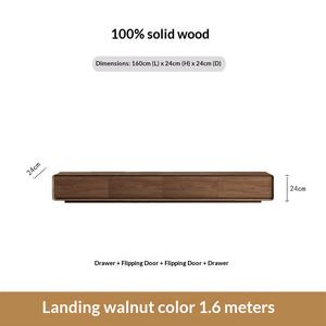 Mueble de <span class=keywords><strong>TV</strong></span> de Madera Maciza Estilo Antiguo, Mueble de Suelo de Estilo Nórdico Color Nogal, Mueble Integrado Estrecho para Sala de Estar de Apartamento Pequeño - Product Image 6