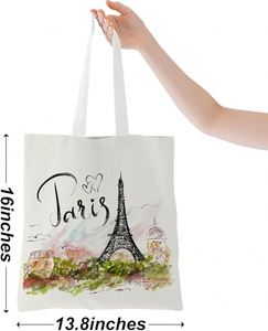 Sacs fourre-tout en toile de coton de grande capacité, style romantique parisien, de haute qualité, parfaits pour les souvenirs de voyage, vente en gros - Product Image 2