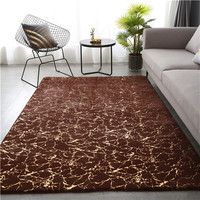 Tapis moelleux en fausse fourrure de lapin avec imprimé doré craquelé, tapis de chevet moelleux, tapis rose doré, tapis shaggy rose pour salon