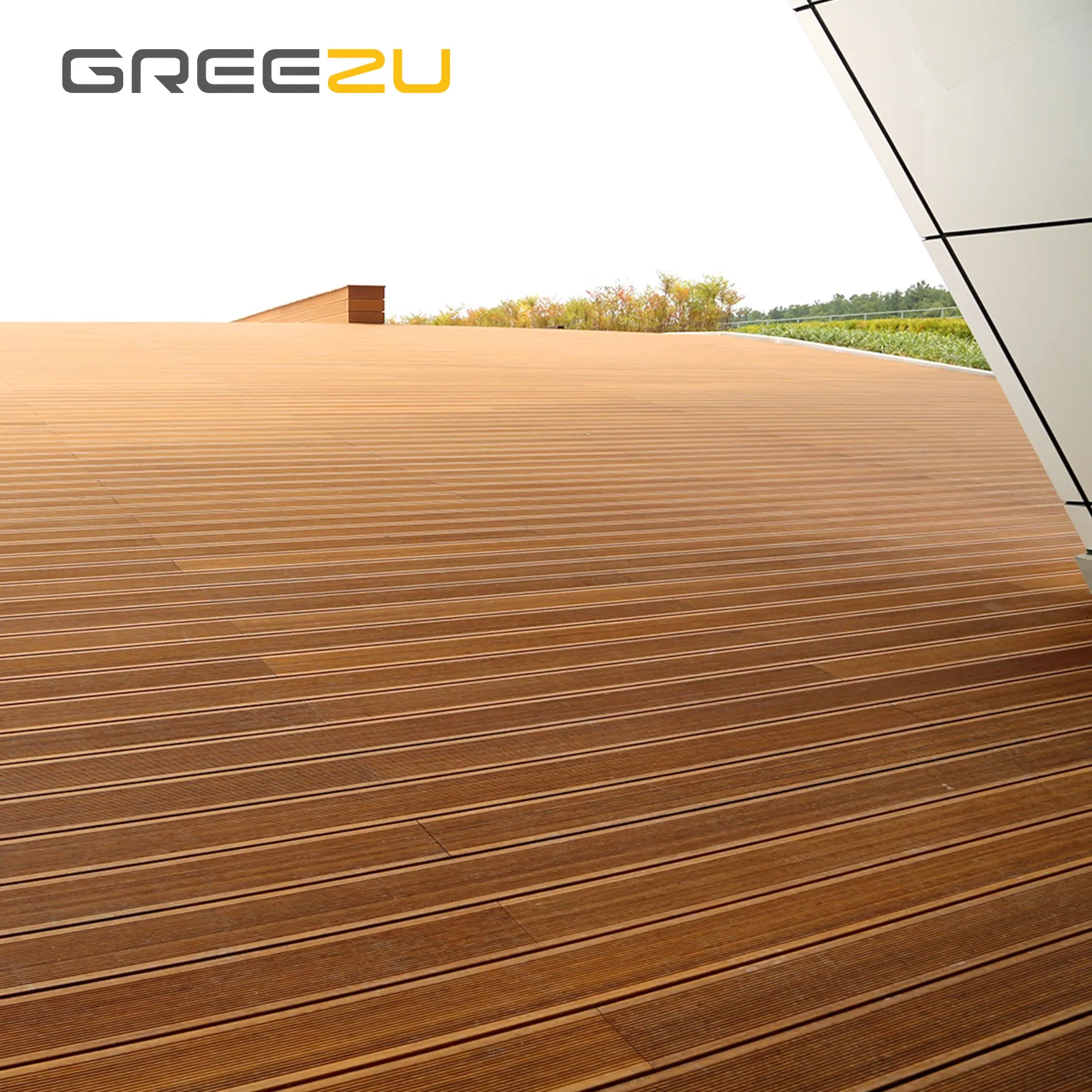 Weather resistant thin bamboo deck Crack-resistant outdoor bamboo floor decking plank Grooved composite bambu decking board