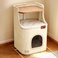 Lit carré pour chat en sisal et polyester, seau à gratter, emballé en carton, pour petits chats, design minimaliste peu encombrant, pour salon intérieur