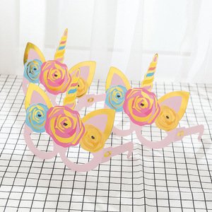 Décoration de fête d'anniversaire pour enfants, vaisselle jetable à estampage à chaud, fournitures sur le thème de la licorne - Product Image 4