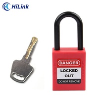 Candado de Seguridad Rojo HiLink P38P-Red de 38 mm, ABS+Nylon, con Llave Igualada, Bloqueo Eléctrico, Certificado CE, 1 Año de Garantía