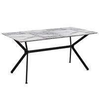 Table à manger moderne extensible en métal de luxe avec chaises en verre marbré et acrylique