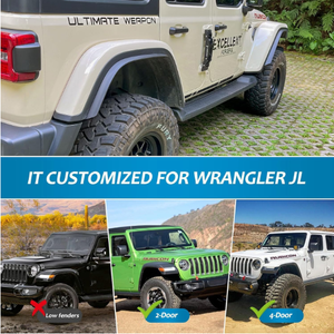 รถจี๊ป Wrangler JL JLU 2018 2024ไม่จำกัด Rubicon ชุดบังโคลนหน้าและหลัง4ชิ้น fcj