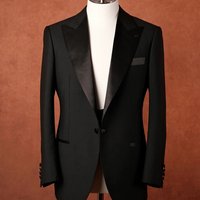 Costume sur mesure noir avec revers pour homme, costume classique pour homme, costume professionnel personnalisé, robe de mariée sur mesure