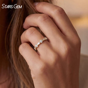 Starsgem Full Eternity <b>Ring</b> 1.62CTW 10K Solid Gold DEF VS Round Cut and Baguette Cut Lab Grown Diamond Wedding Band <b>Ring</b> - Product Image 2