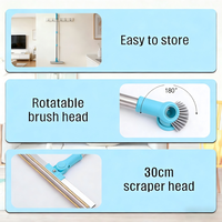 Kit de 3 en 1 en acier inoxydable pour enlever les poils d'animaux sur les tapis, avec brosse grattoir à long manche réglable et réutilisable pour chiens et chats