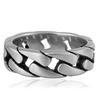 Bague Chaîne Unisexe en Acier Inoxydable Yunnique, Bijou Tendance au Design Géométrique Creux, Origine Dongguan, Modèle FY24006, Accessoire Cadeau