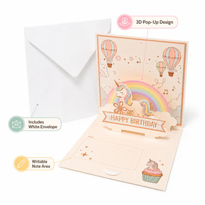 Biglietto d'<span class=keywords><strong>Auguri</strong></span> 3D Pop-up Unicorno, Carta Pieghevole con <span class=keywords><strong>Auguri</strong></span> <span class=keywords><strong>di</strong></span> <span class=keywords><strong>Buon</strong></span> <span class=keywords><strong>Compleanno</strong></span> per Ragazze, Ragazzi, Giornata dell'Insegnante, Giornata dei Bambini - Product Image 3