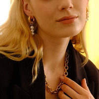 Boucles d'oreilles pendantes en perles de style coréen pour femmes vente en gros de boucles d'oreilles en acier inoxydable plaqué or 18 carats