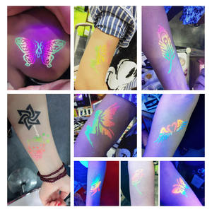 Kit de tatouages temporaires fluorescents UV néon à paillettes pour enfants et adultes, <span class=keywords><strong>maquillage</strong></span> corporel longue tenue 7 jours, idéal pour les fêtes - Meilleures ventes - Product Image 3