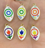 Pendentif Breloque Vintage en Laiton et Zircon, Émail Coloré, Peint à la Main, Motifs Dessin Animé, Poisson, Champignon, Botte de Cowboy, Cœur, Fleur, Vente en Gros, Cadeau
