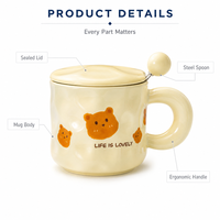 Nouvelle Arrivée Tasse à petit-déjeuner à motif ours pour présentation en magasin Impression personnalisée Prix pour commande en gros Prêt à expédier