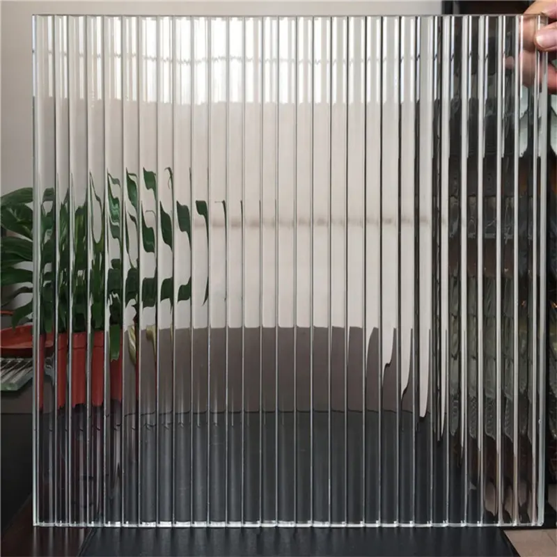 Decorative Transparent Tempered Ribbed Reeded Moru Wave Fluted Glass/art Figured Textured Sheet Glass/pattern Glass Panel