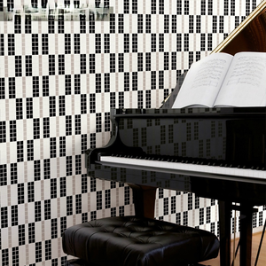 Mosaico de Vidrio con Diseño de Teclas de <span class=keywords><strong>Piano</strong></span> en Blanco y Negro, Azulejo Decorativo para Pared de Baño - Product Image 4