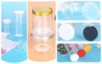 250ml clair recyclable rond Cookie Emballage Bouteille Pot PET Pot en plastique PET 150ml Pot à bonbons en plastique avec couvercles