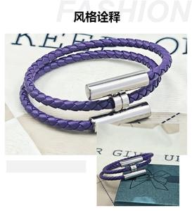 brand Stainless Steel Buckle Women's Light Luxury Classic Stainless steel <b>bracelet</b>, <b>leather</b> woven <b>bracelet</b> - Product Image 2
