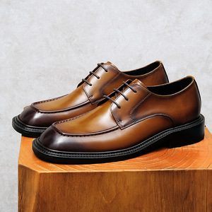 2026 Business Slip-On Shoes-Genuine Leather Handmade Waterproof Steel Toe Square Toe Men's Shoes Drop Shipping - Product Image 4