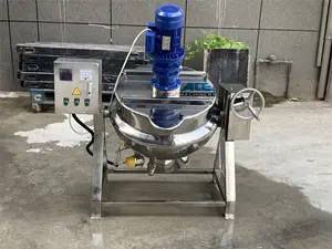 Hervidor de agua eléctrico de acero inoxidable con doble camisa, 100 litros, 50 litros, 300 litros, CON MEZCLADOR