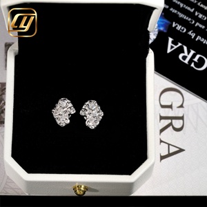 Boucles d'oreilles clous en moissanite de forme irrégulière, en argent S925, serties de diamants en forme de pépites, gravées CNC, bijoux hip-hop pour hommes - Product Image 2