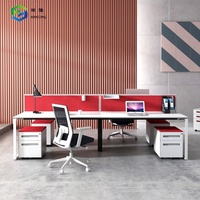 Sistema di Scrivania per 4 Persone con Divisorio Blu e Cornice Bianca per Spazi di Lavoro Open Space, Produzione Cinese