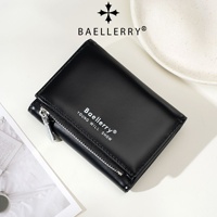 Dompet Pendek Lipat Tiga Wanita Baru Desain Minimalis Canggih Banyak Slot Kartu Penutup Jepret Bahan PU Ringkas untuk