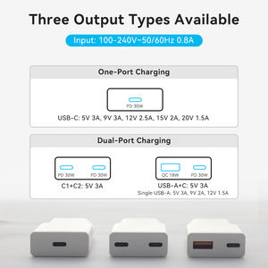 <span class=keywords><strong>Chargeur</strong></span> mural USB rapide nouvelle technologie Gan 30w USB c Pd Cube Gan avec câble de type C - Product Image 4