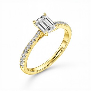 Bague de fiançailles pour femme en argent sterling 925, or rose 10K, 14K, 18K avec diamant de laboratoire rond de 1,29 ct et diamant taille émeraude de 1,00 ct - Product Image 5