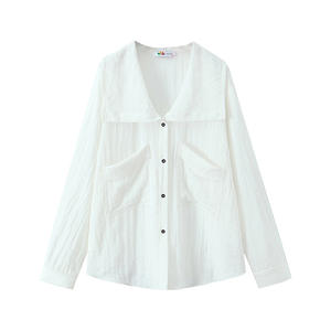 Veste décontractée ample pour femme Happy Plus, col en faux lin blanc, grande taille, en fibre de viscose tissée, couleur unie avec poches - Product Image 3