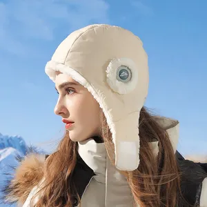 Topi kain Down musim gugur dan musim dingin 2024, topi bersepeda tahan angin tahan air pelindung telinga mode hangat Ski Korea
