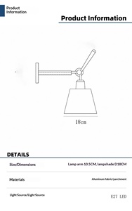 <span class=keywords><strong>Lampada</strong></span> da <span class=keywords><strong>Parete</strong></span> <span class=keywords><strong>a</strong></span> Braccio Orientabile <span class=keywords><strong>Tolomeo</strong></span> Italiana <span class=keywords><strong>a</strong></span> LED, Stile Mid-Century Bauhaus/Nordico, Dimmerabile, in Alluminio, per Soggiorni, Studi e Camere da Letto - Product Image 2