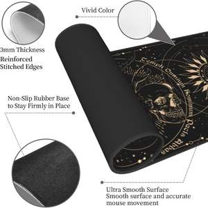 Tapis de souris extensible grand format Sun and Moon Gothic Skull Goat, tapis de souris de jeu XL surdimensionné, tapis de bureau surdimensionné, bords cousus, 31,5 <span class=keywords><strong>x</strong></span> 11,8 pouces - Product Image 5