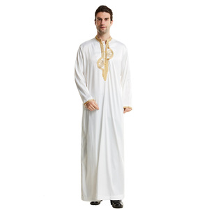 Musulmano arabo Dubai abito da uomo Thobe Thawb medio oriente con colletto rialzato veste Dubai India Islamic Thobe per gli uomini - Product Image 1