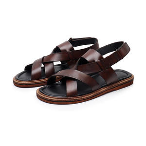 Nouvelles sandales pour hommes grande taille respirantes en cuir de vache véritable avec boucle auto-agrippante, confortables et souples, style pieds nus - Product Image 6