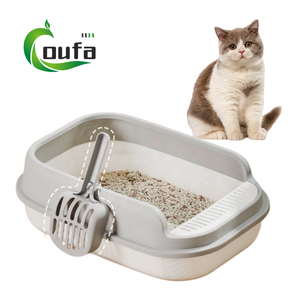 De nuevo diseño, valla superior semicerrada, bandejas de arena para gatos grandes de plástico, caja de arena para gatos con pala - Product Image 1