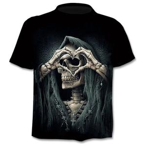 T-Shirt con teschio 3D t-Shirt con grafica novità estiva stampa t-Shirt con teschio di moda per uomo t-Shirt a maniche corte stampate divertenti - Product Image 2