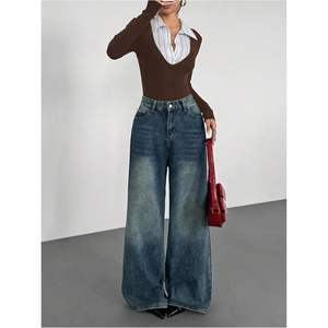 Body de punto elástico a rayas de manga larga con cuello camisero para mujer, estilo preppy - Product Image 3