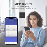 Interruptor de Luz Inteligente Manhot WIFI DIY con Panel Grande de 6/8 Botones, Compatible con SmartThings, Google Home y Alexa