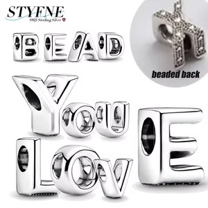 Original 26 letras en inglés en la parte posterior amor circón <span class=keywords><strong>925</strong></span> plata esterlina para mujeres Diy pulsera accesorios joyería hacer regalo - Product Image 2