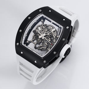 Montre sportive 5A Super RM noire et blanche minimaliste en céramique saphir anti-reflet avec cadran creux en forme de barillet - Product Image 2