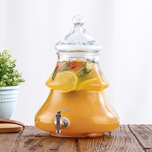 Dispensador de Jugo de Vidrio con Forma de Árbol de Navidad de 4L al por Mayor con Grifo - Dispensador de Bebidas Festivo para Eventos de Catering y Fiestas Navideñas - Product Image 1