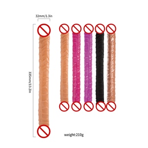 スーパーロングTPE素材ダブルヘッド真珠ディルド巨大大人女性人工ペニスセックスおもちゃ - Product Image 1