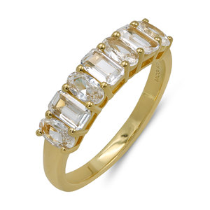 Argent sterling 925 plaqué or brillant, géométrique, de laboratoire. Bijoux de luxe pour femme en saphir blanc serti de griffes, cadeau idéal pour mariage et soirée - Product Image 4