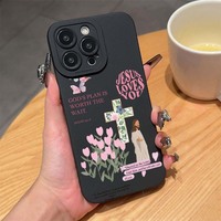 Fleur Croix Impression Élève Oeil Pro Caméra Trou TPU Housse de Téléphone Portable pour Iphone 17 X Xr Xs 11 12 13 14 15 16 Pro Max Plus